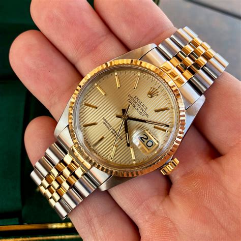 rolex oyster perpetual datejust 16013 gold and steel 1985|rolex datejust 16013 for sale.